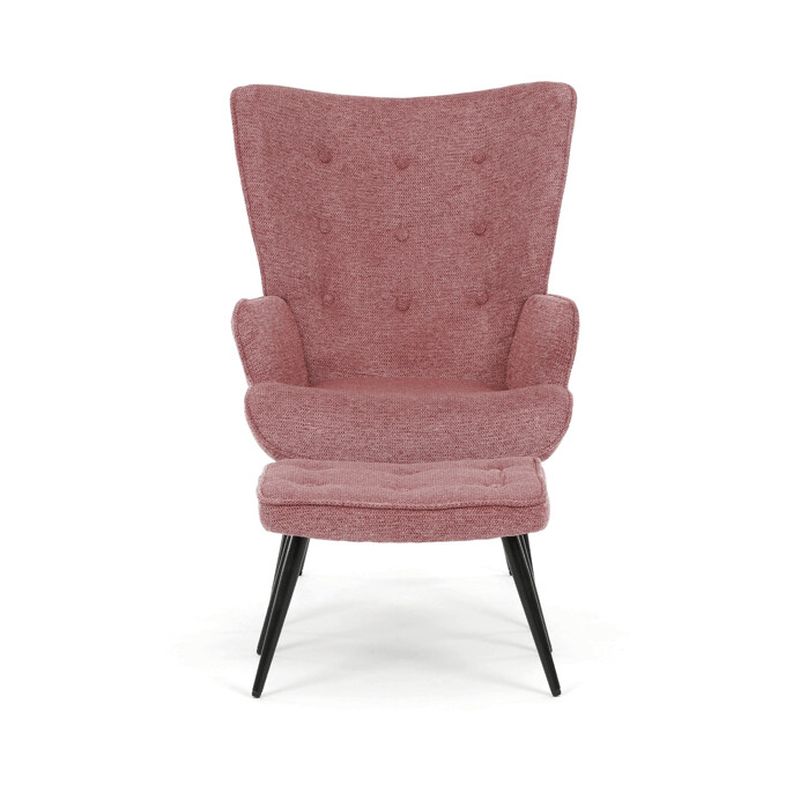 Relaxačné kreslo s podnožkou, ružová zamatová látka