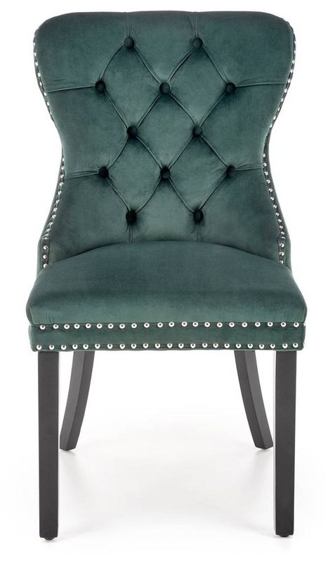 Jedálenská stolička, čierne nohy-zelená velvet látka