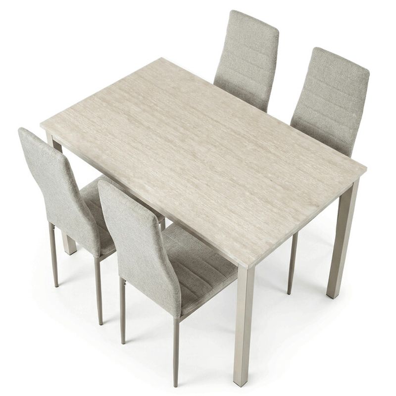 Jedálenský set so 4 stoličkami, 110x70x75cm travertín