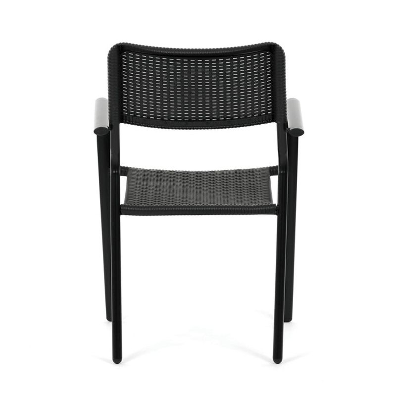 Záhradná stolička, kov-plast, čierna