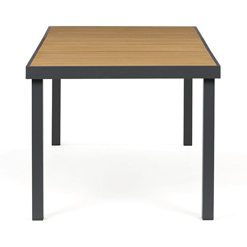 Záhradný stôl 190x90cm, hliník v sivom odtieni, doska z polywoodu prírodná