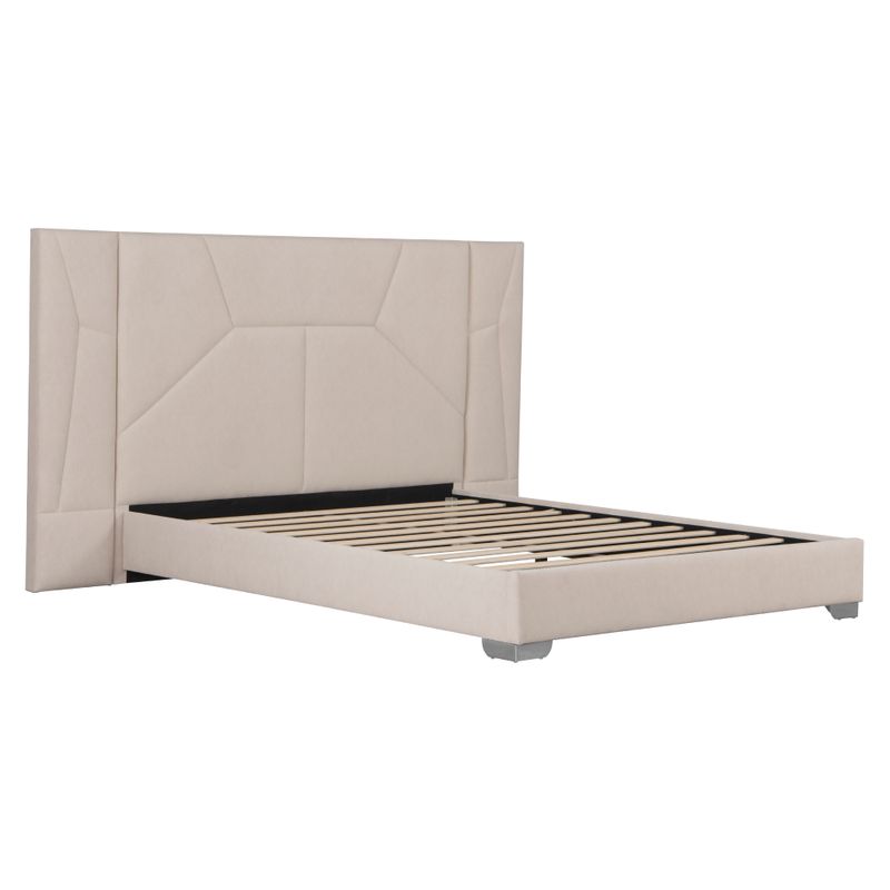 Posteľ s roštom a LED osvetlením, 160×200, béžová Velvet látka