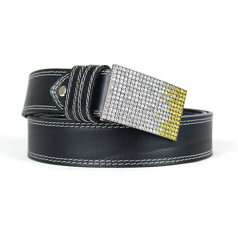Unikátny čierny opasok z pravej kože SWAROVSKI YELLOW– ručná výroba na Slovensku