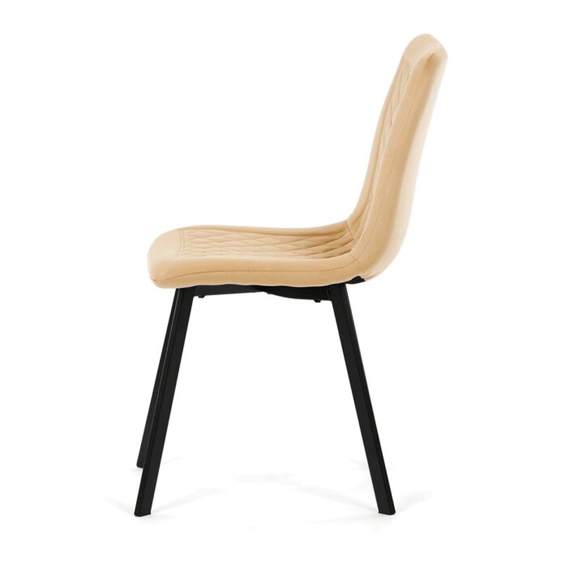 Stolička jedálenská, látka žltý zamat, kov čierny mat