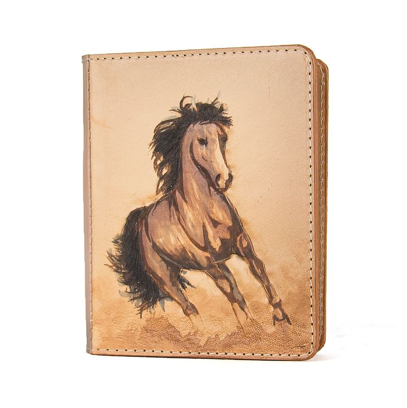 Ručne tvarovaný, vyklepávaný kožený zápisník – Cválajúci kôň 2