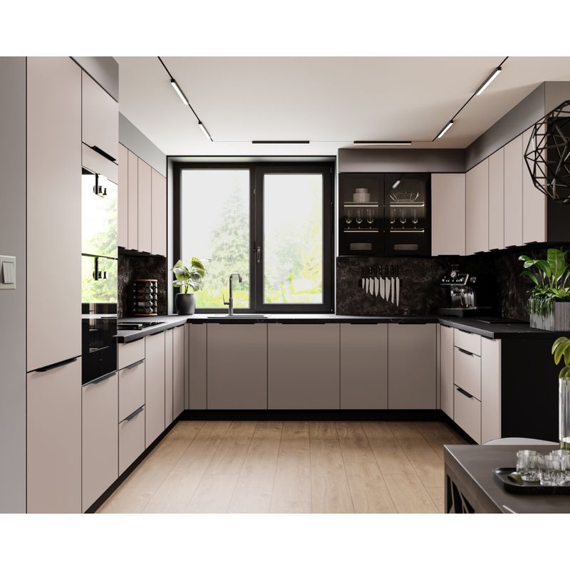 Vysoká skrinka na vstavanú rúru, cashmere-čierna, 60 DP-210 2F, 2xdvierka