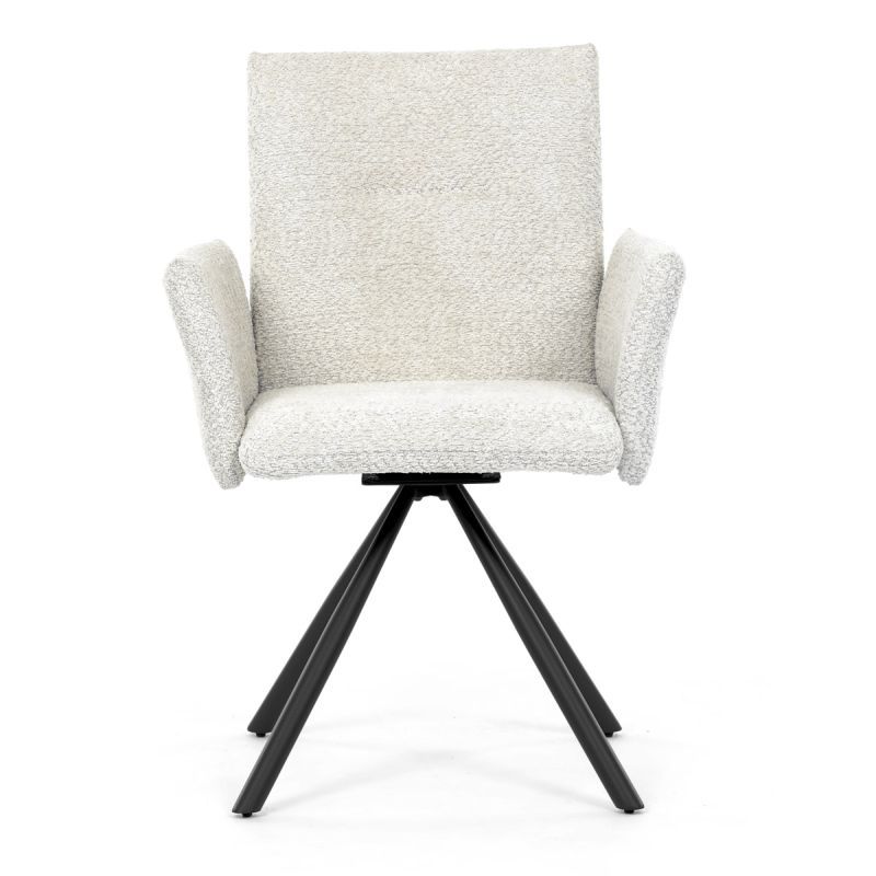 Jedálenská stolička MOIRA v elegantnej krémovej bouclé látke