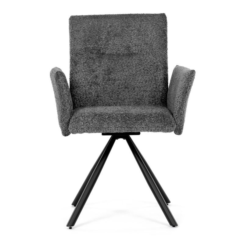 Jedálenská stolička MOIRA v elegantnej sivej bouclé látke