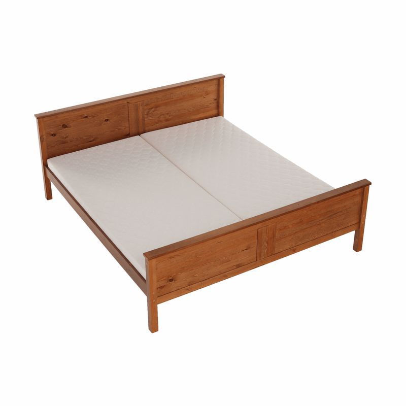 Manželská masívna posteľ 160x200 cm z borovicového dreva – dubový odtieň