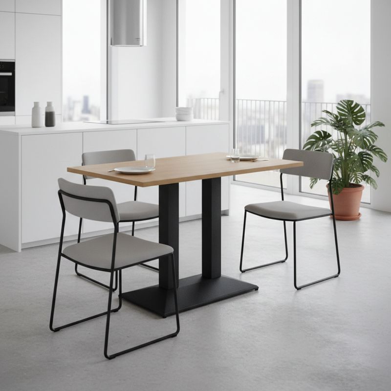 Elegantný jedálenský stôl, dub sonoma-čierna, 120x60