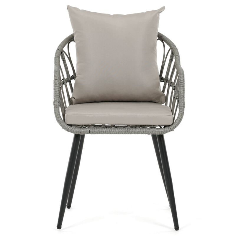 Záhradná stolička kovová s polyratanom, sivá