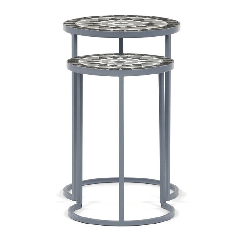 Set 2 ks stojanov na kvety, s keramickou mozaikou, sivé