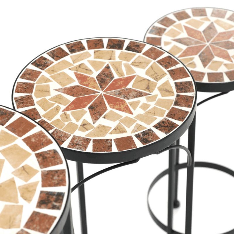 Set 3 stojanov na kvety, s keramickou mozaikou, béžový