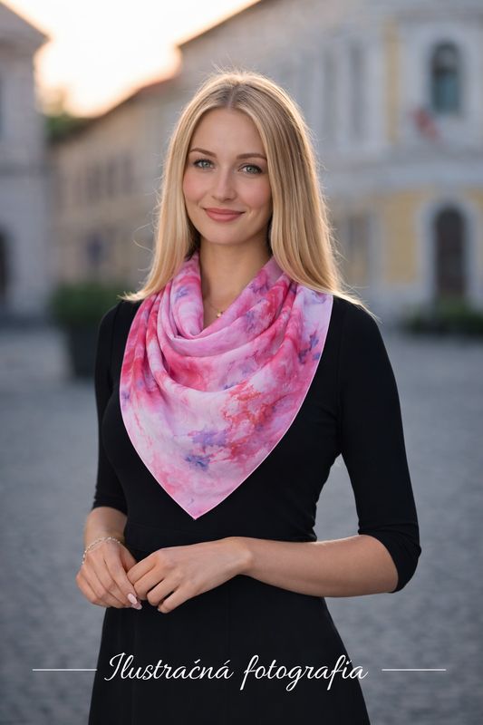 Hodvábna šatka LIMITED_289, 90x90cm, Vyrobená na Slovensku