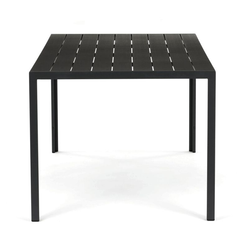 Moderný záhradný stôl v sivej farbe, hliník, polywood