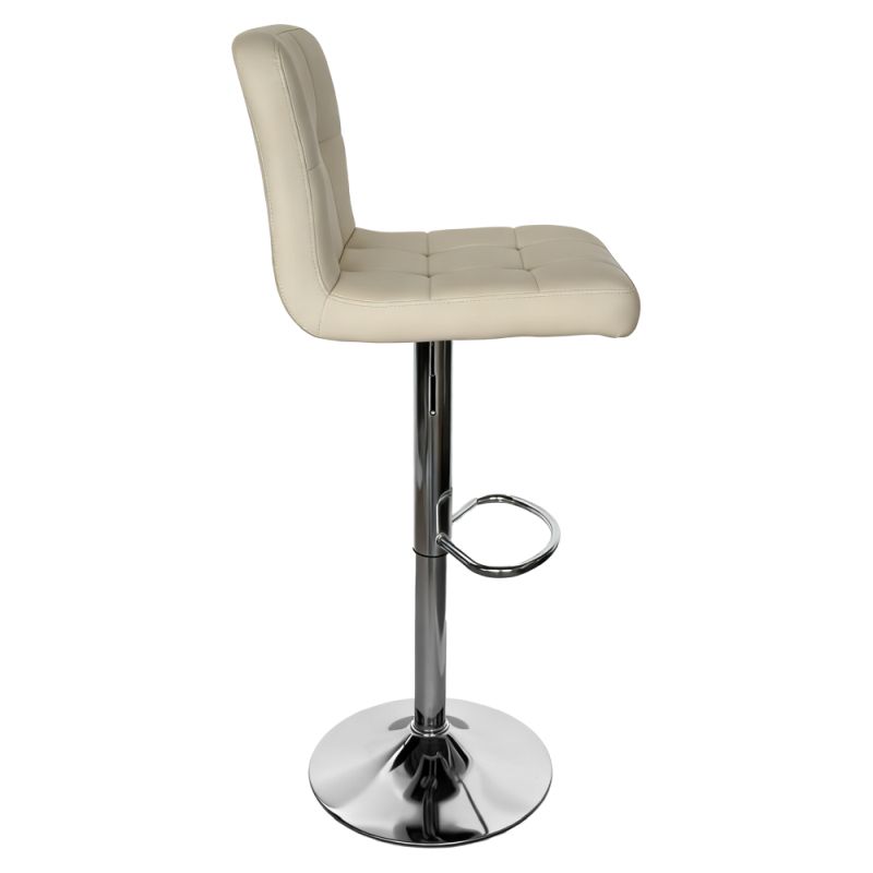 Barová stolička s opierkou béžová ekokoža, chróm