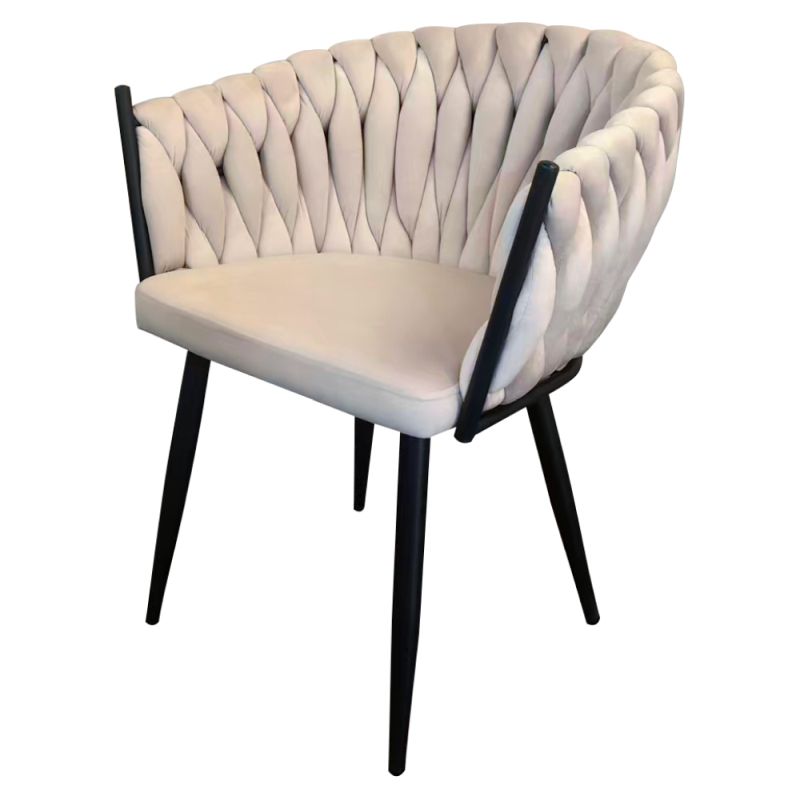 Komfortné jedálenské kreslo, svetlobéžová Velvet látka-čierny kov