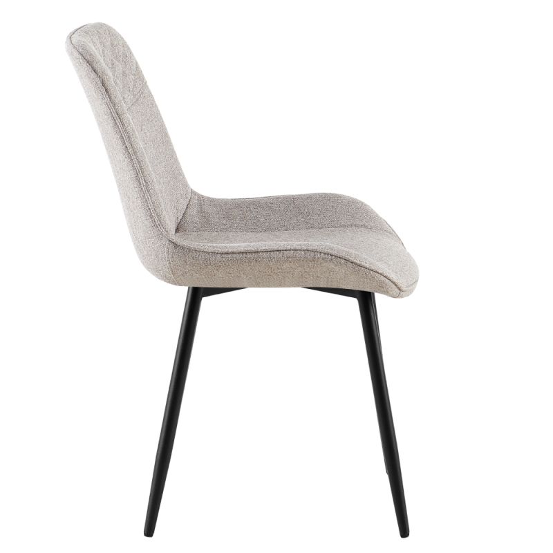 Elegantná jedálenská stolička béžová látka, čierny kov