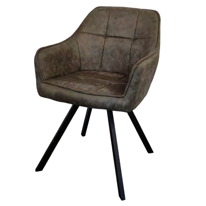 Pohodlné otočné prešívané jedálenské kreslo, zelená látka, kov čierny