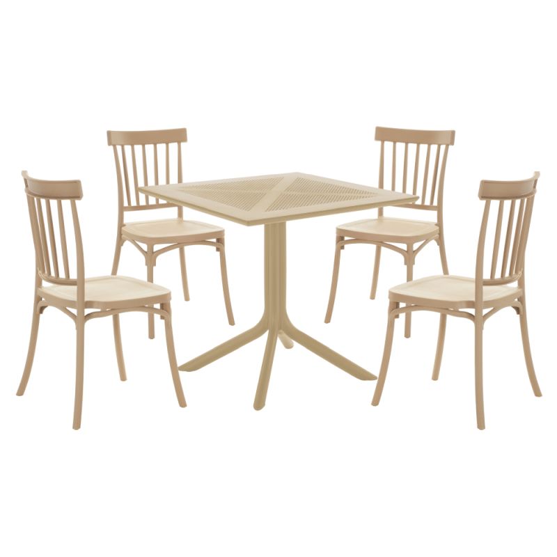 Stohovateľná stolička, svetlohnedý plast