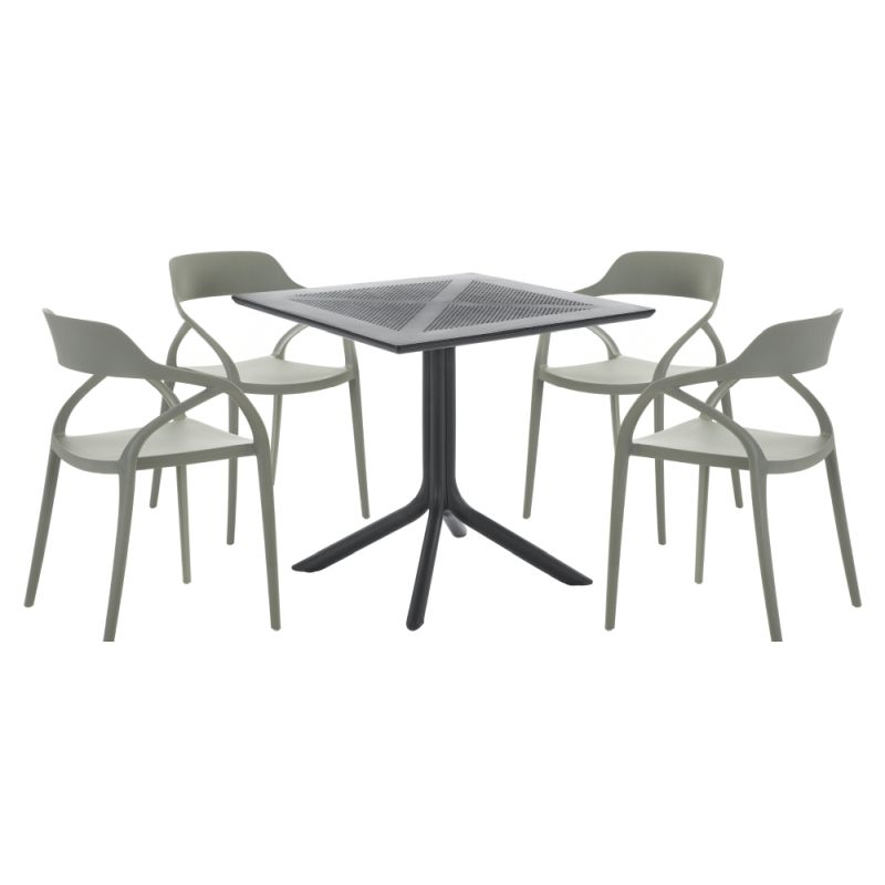 Elegantná stohovateľná, stolička sivý plast