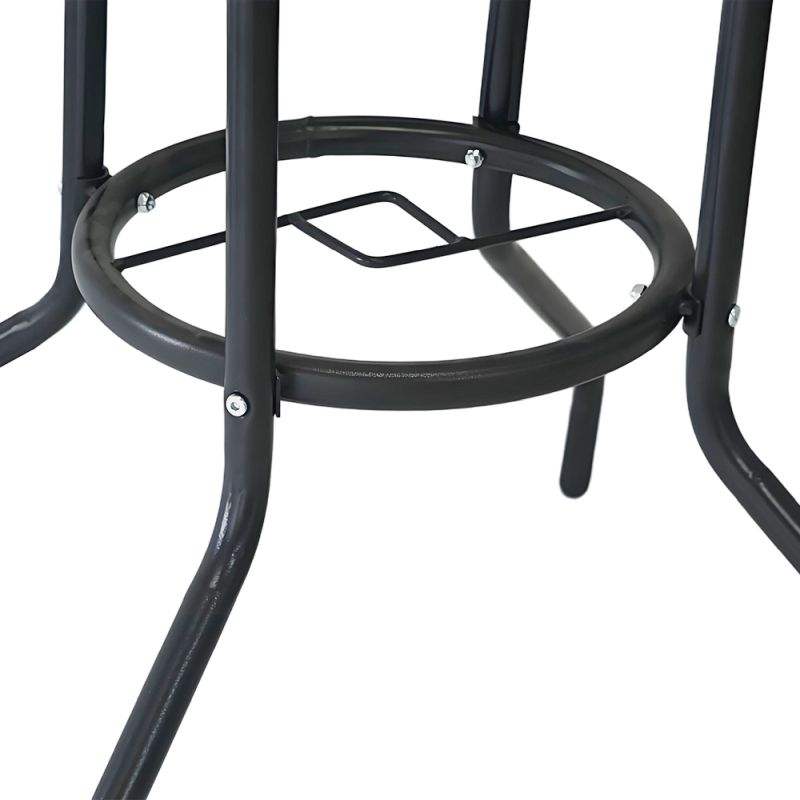 Záhradný jedálenský stôl, okrúhly, tvrdené sklo, oceľ čierna