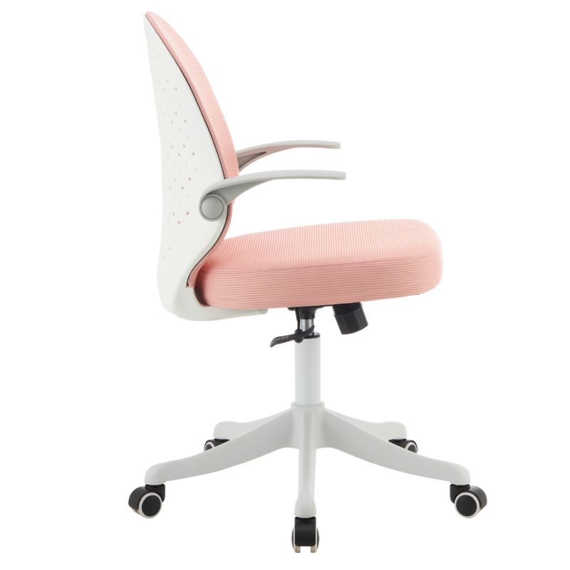 Štýlová otočná stolička, ružová sieťovina, biely plast