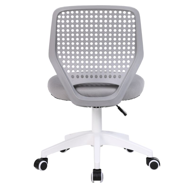 Štýlová otočná stolička sivá sieťovina, biely plast