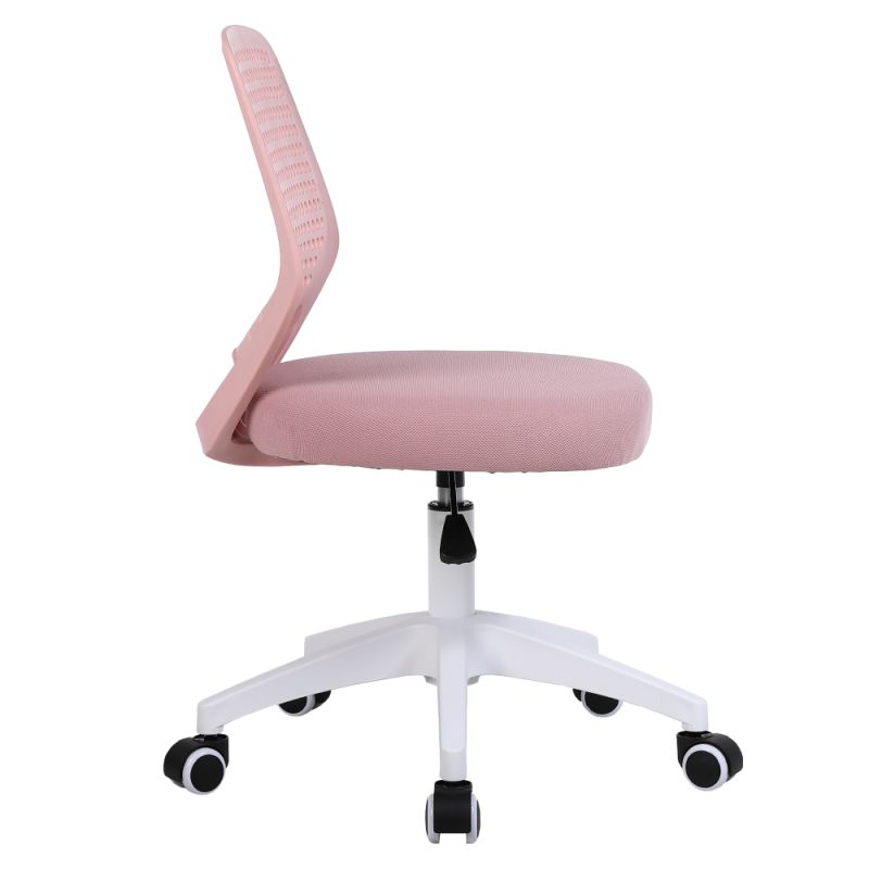 Štýlová otočná stolička ružová sieťovina, biely plast