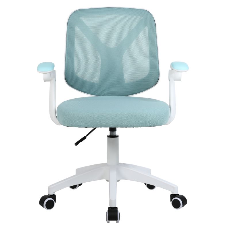 Praktické kancelárske kreslo, modrá látka, biely plast