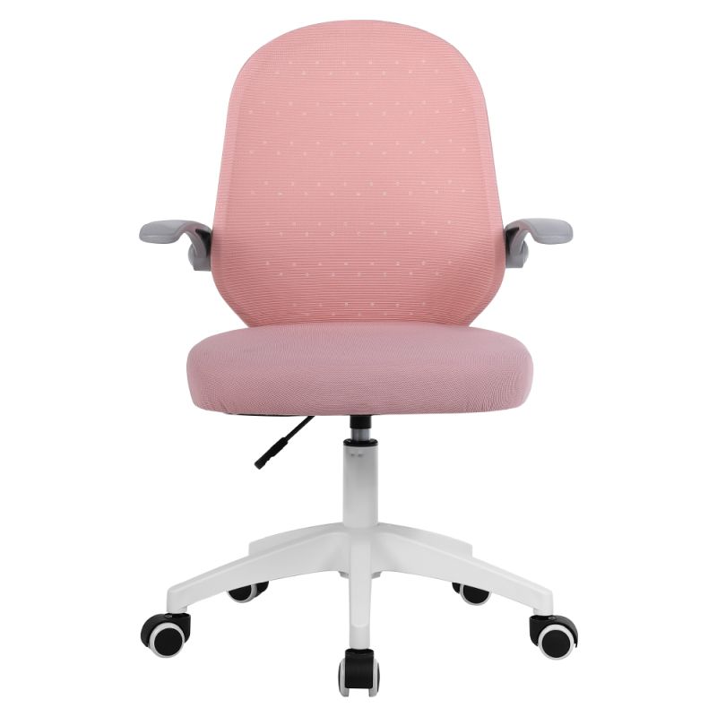 Elegantné kancelárske kreslo, ružová sieťovina, biela