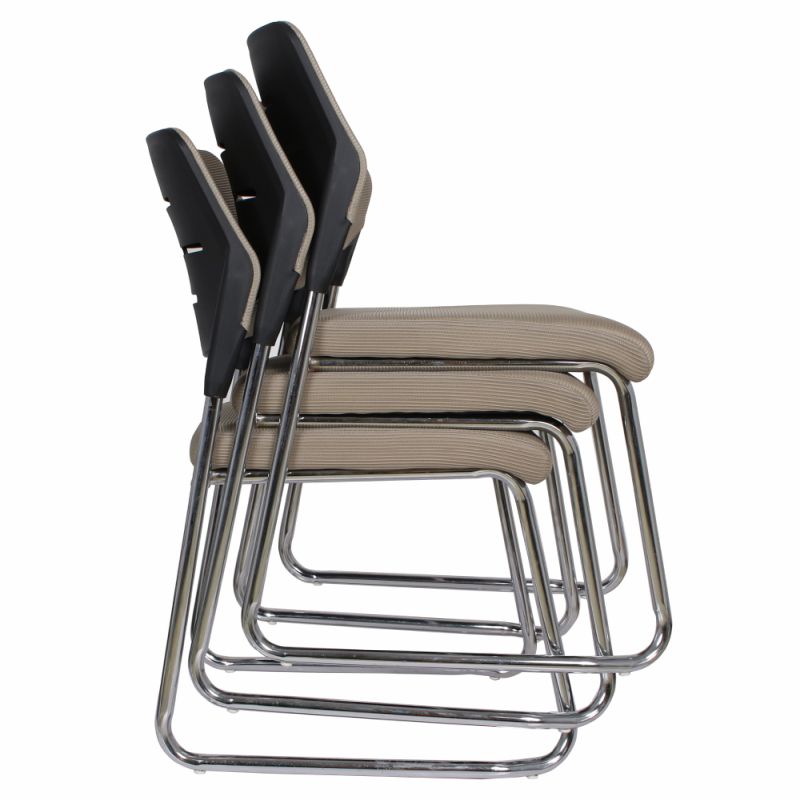 Zasadacia stolička, svetlohnedá sieťovina, kov chróm