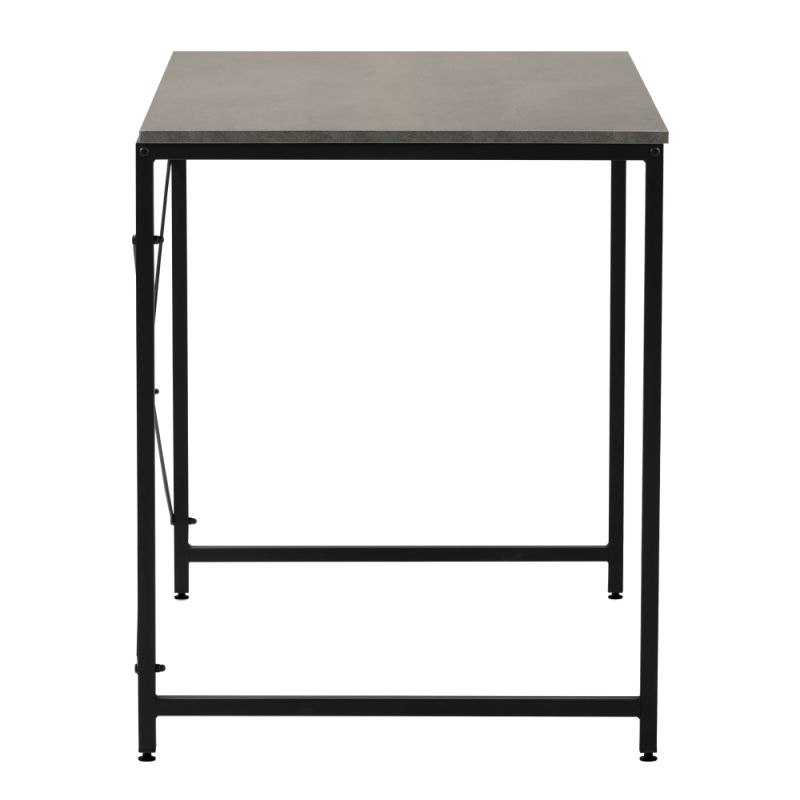 Písací stôl s kovovou konštrukciou, betón, čierny, 90x60 cm