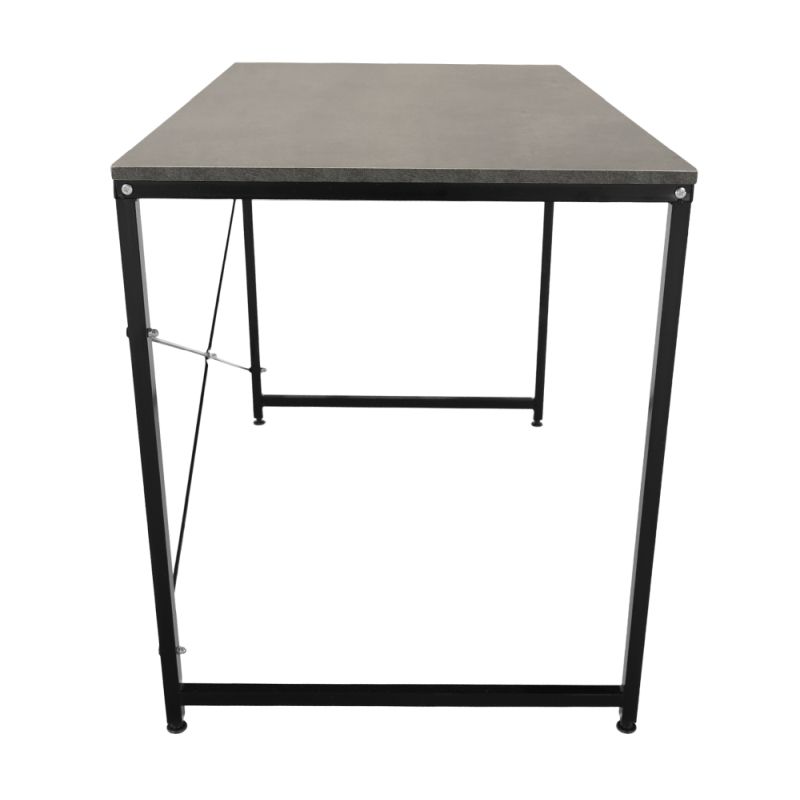 Písací stôl s kovovou konštrukciou, betón, čierny, 120x60 cm