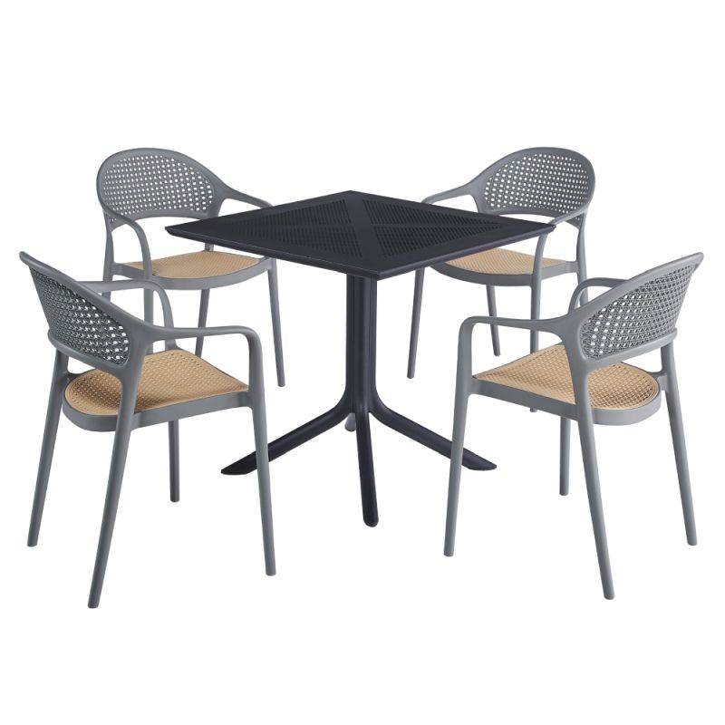 Stohovateľná stolička sivá, béžová z plastu