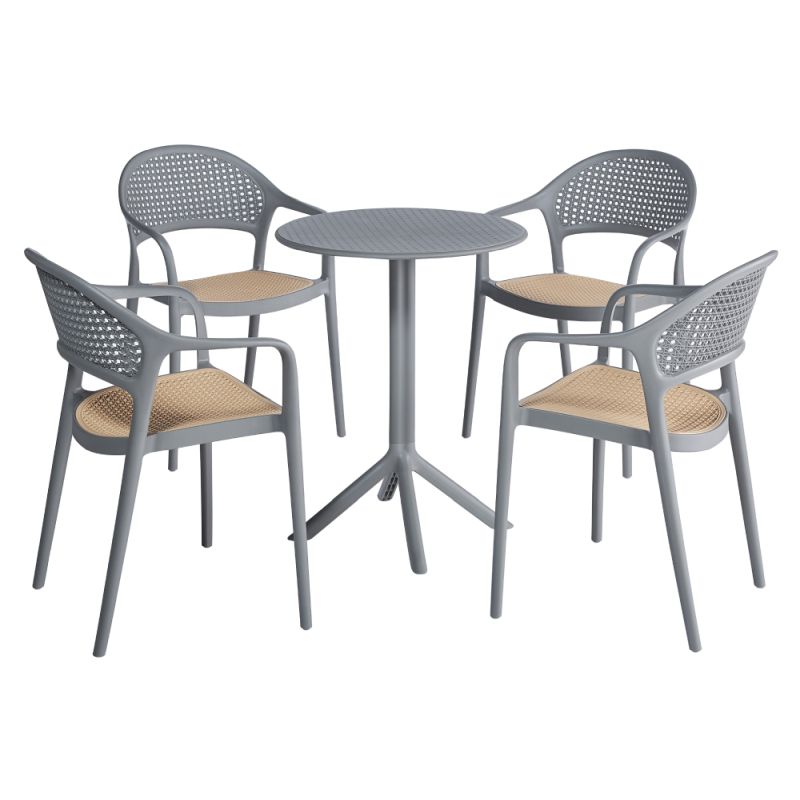 Záhradný stôl, sivý, 60x60 cm z plastu