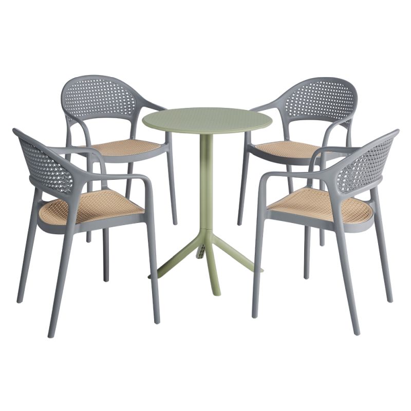 Záhradný stôl, zelený, 60x60 cm z plastu