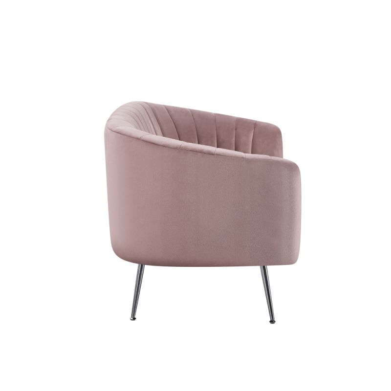 Dizajnový 2-sed, ružový Velvet s chrómovými nohami