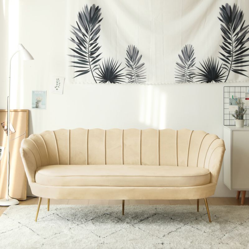 Luxusná pohovka, 3-sed, béžová Velvet látka, zlaté nohy