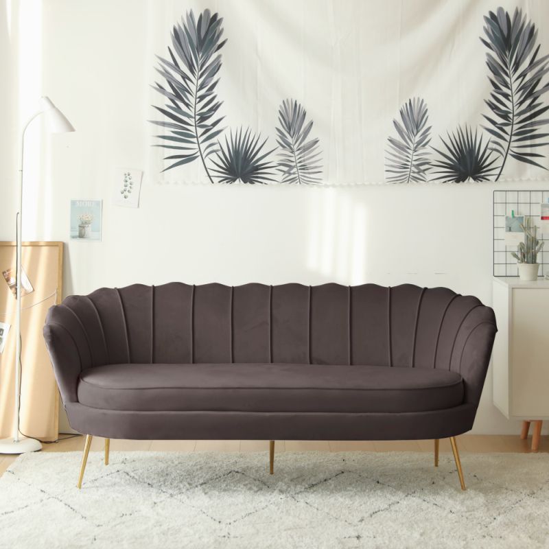 Luxusná pohovka, 3-sed, sivohnedá Velvet látka, zlaté nohy