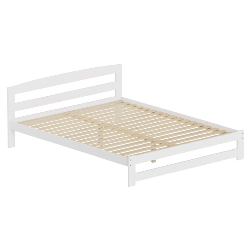 Posteľ 160x200 s roštom, biela, borovicové drevo