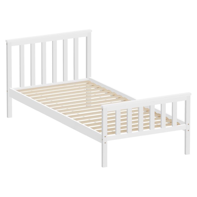 Praktická posteľ 90x200 s roštom, biela, borovicové drevo
