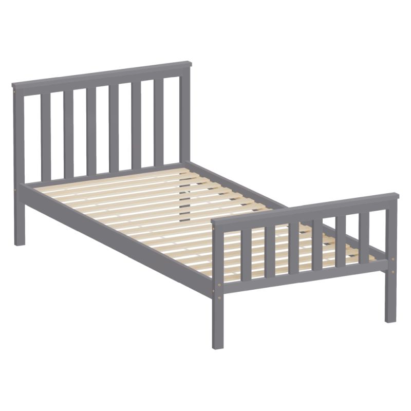 Praktická posteľ 90x200 s roštom, sivá, borovicové drevo