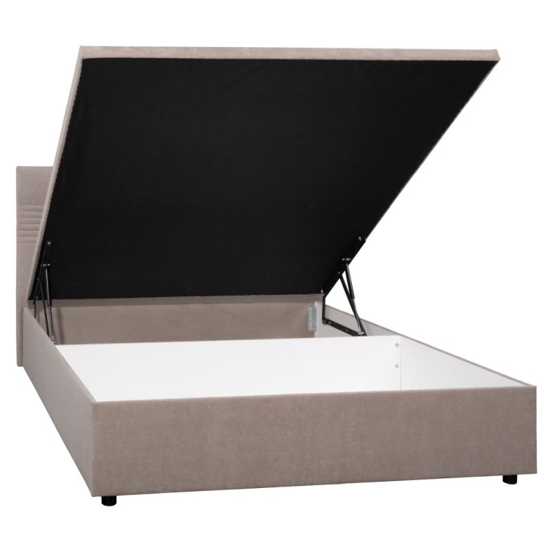Manželská posteľ, 160x200, s úložným priestorom, béžová látka
