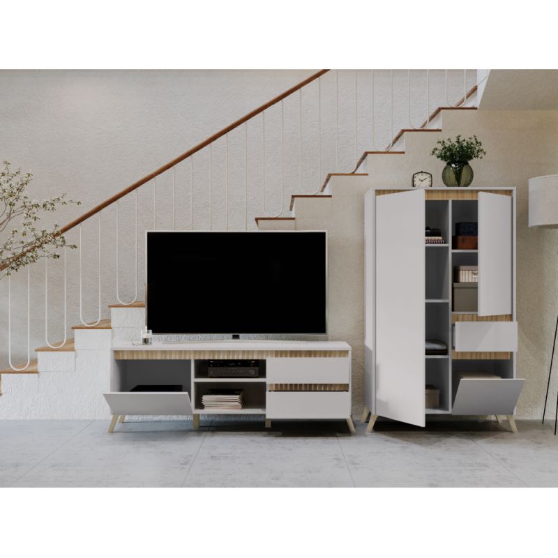 Štýlový TV stolík RTV1K2So, kašmír, dub sonoma