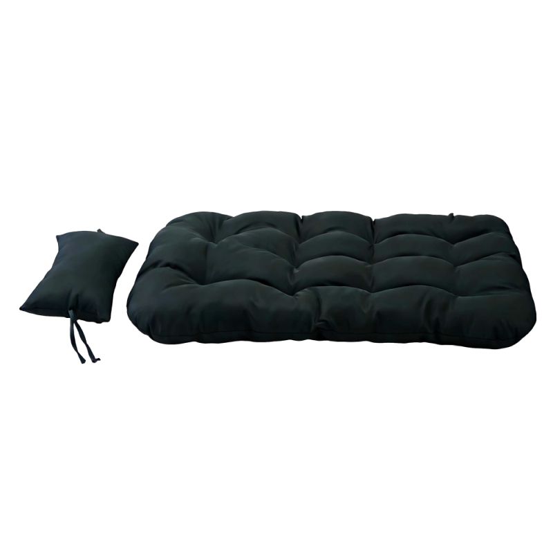 Závesné kreslo, skladacie, čierne, s vankúšom