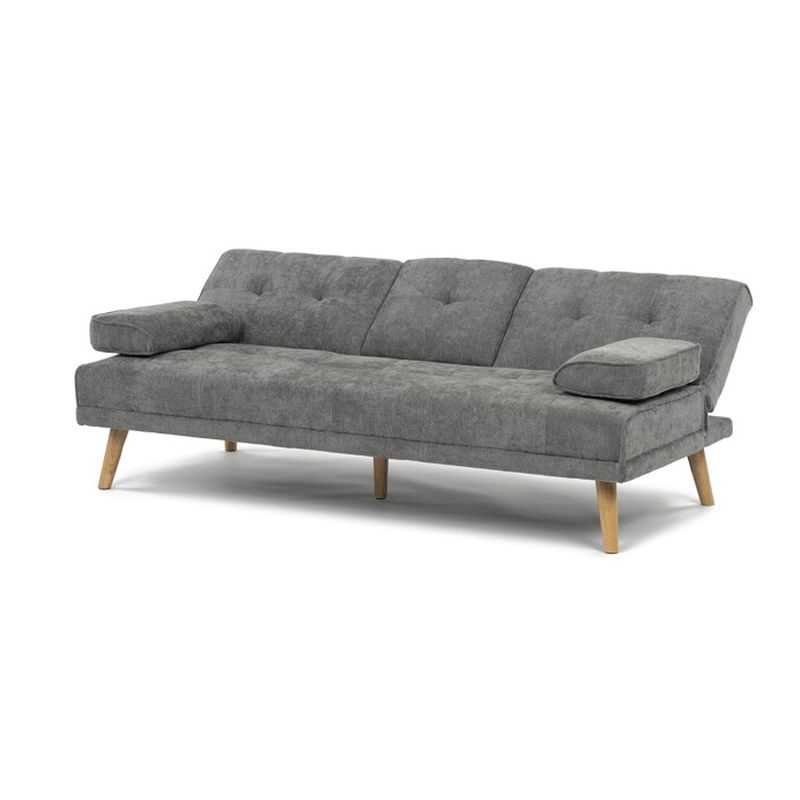 Štýlová trojmiestna rozkladacia pohovka, sivá, látka