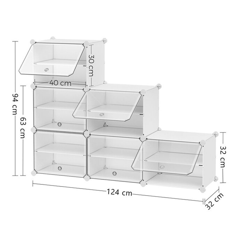 Modulárny plastový botník biely so 6 priehradkami