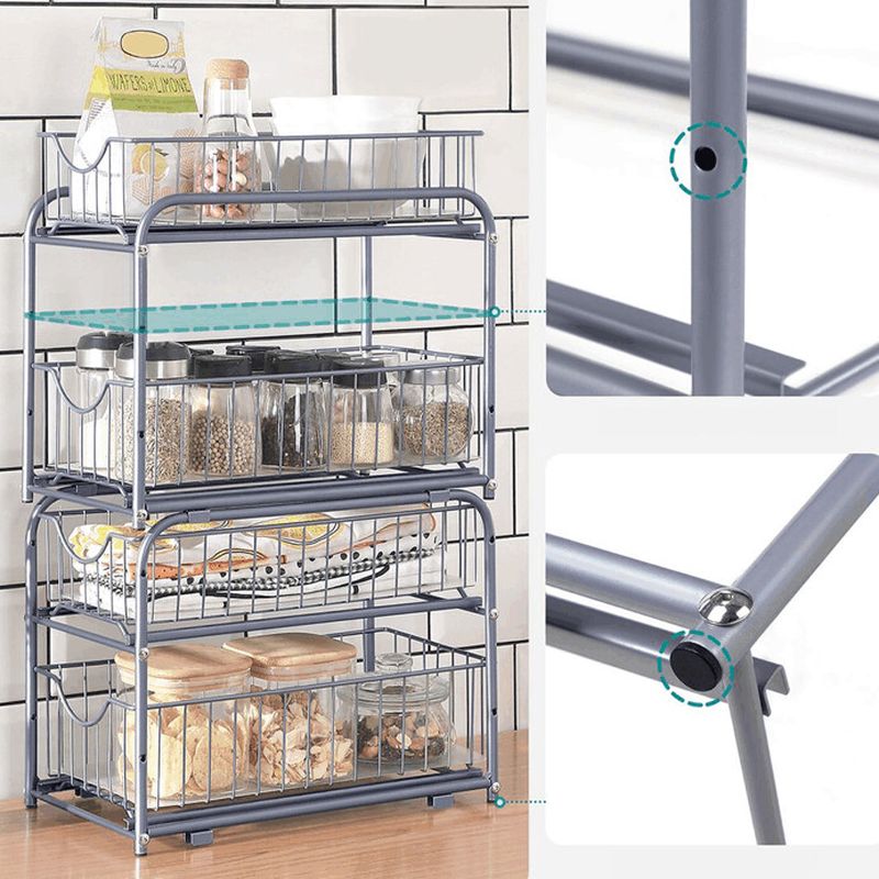 Kovový organizér, strieborný, 2 zásuvky