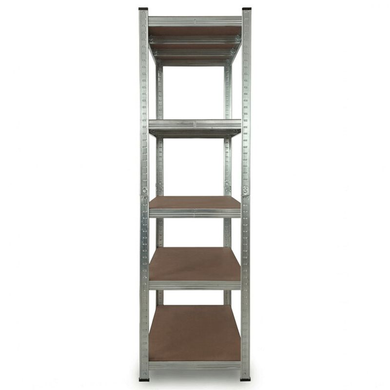 Regál kovový, 120cm, strieborný, s MDF policami, 5 úrovní